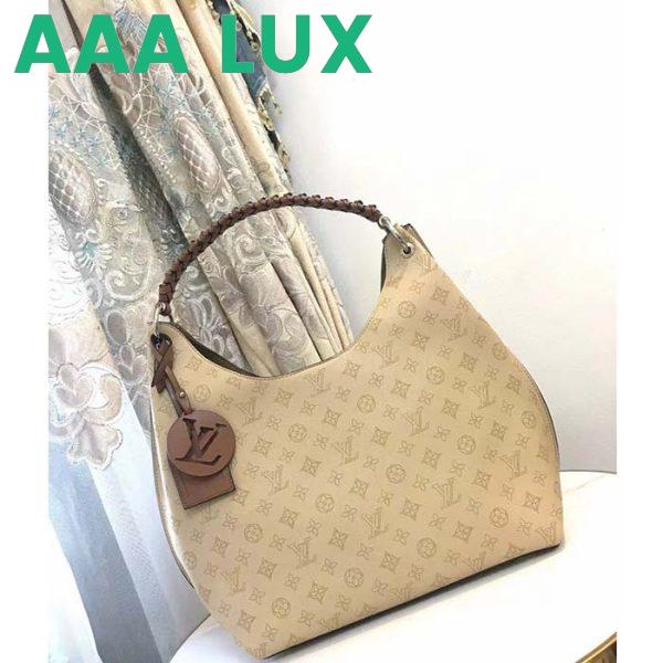 Replica Louis Vuitton LV Women Carmel Hobo Bag Crème Beige Mahina Perforated Calf Leather 6