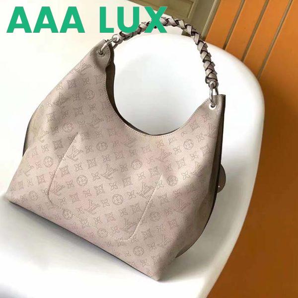 Replica Louis Vuitton LV Women Carmel Hobo Bag Gris Souris Gray Mahina Perforated Calfskin Leather 4