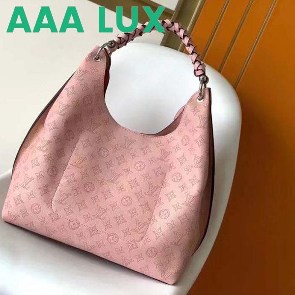 Replica Louis Vuitton LV Women Carmel Hobo Bag Pink Mahina Perforated Calfskin Leather 4