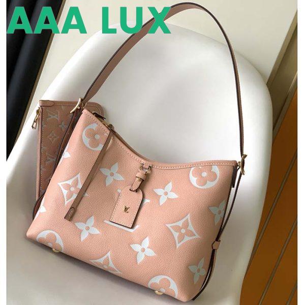 Replica Louis Vuitton LV Women CarryAll PM Bag Pink Beige Embossed Supple Grained Cowhide Leather 3