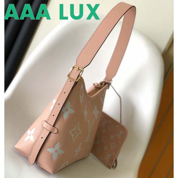 Replica Louis Vuitton LV Women CarryAll PM Bag Pink Beige Embossed Supple Grained Cowhide Leather 4