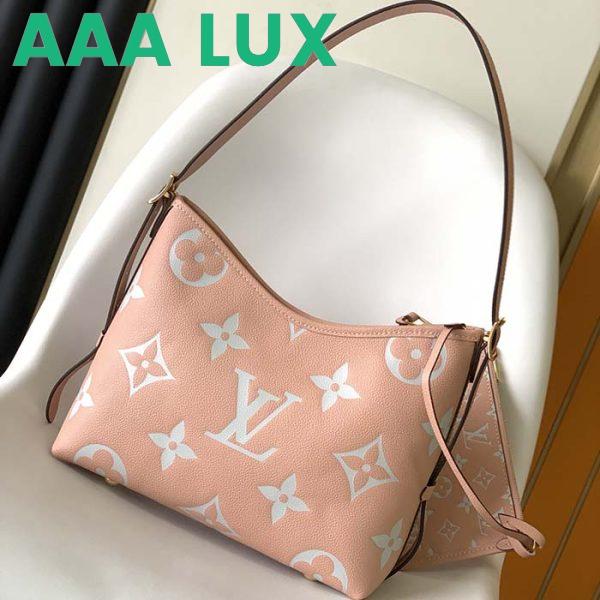 Replica Louis Vuitton LV Women CarryAll PM Bag Pink Beige Embossed Supple Grained Cowhide Leather 5