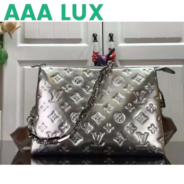Replica Louis Vuitton LV Women Coussin BB Handbag Silver Monogram Embossed Puffy Lambskin 3