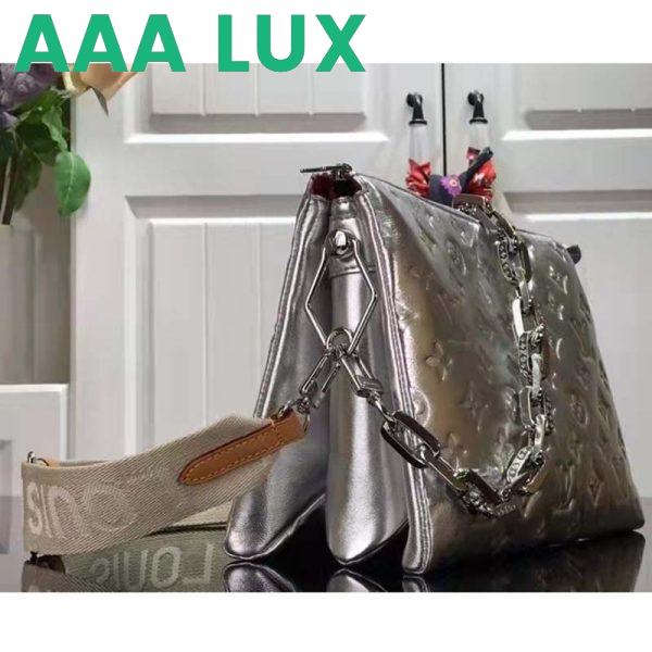 Replica Louis Vuitton LV Women Coussin BB Handbag Silver Monogram Embossed Puffy Lambskin 5
