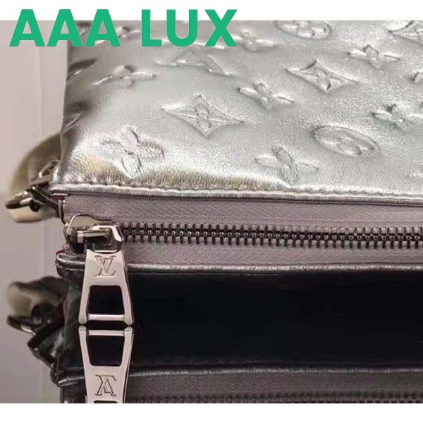 Replica Louis Vuitton LV Women Coussin BB Handbag Silver Monogram Embossed Puffy Lambskin 10
