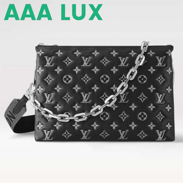 Replica Louis Vuitton LV Women Coussin MM Handbag Black Gray Lambskin