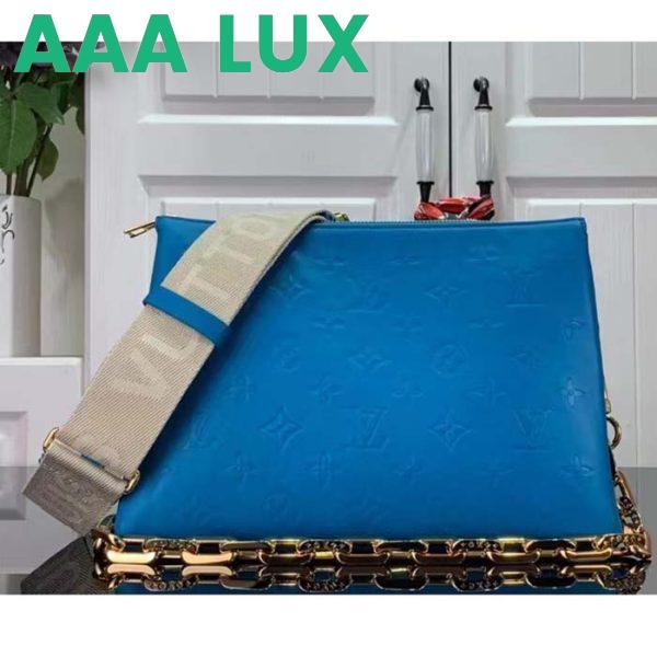 Replica Louis Vuitton LV Women Coussin MM Handbag Blue Lambskin Zip Closure 4