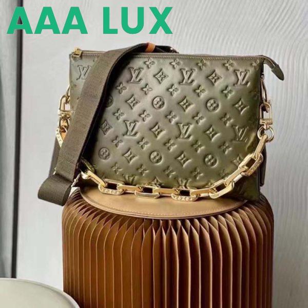 Replica Louis Vuitton LV Women Coussin MM Handbag Khaki Monogram Embossed Puffy Lambskin 3
