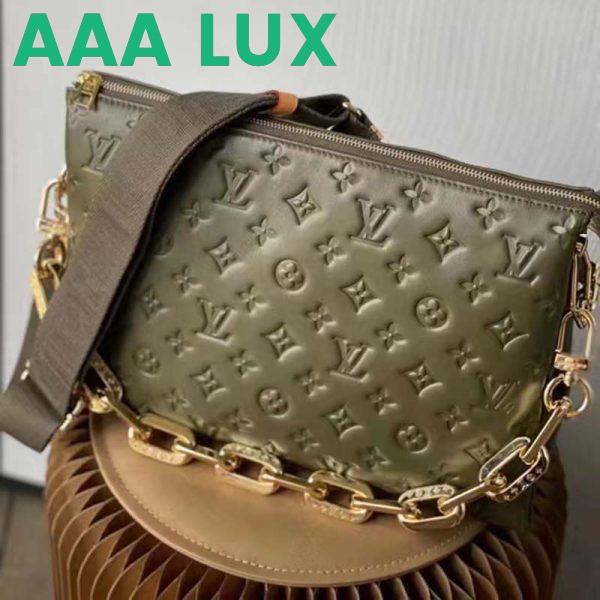 Replica Louis Vuitton LV Women Coussin MM Handbag Khaki Monogram Embossed Puffy Lambskin 4