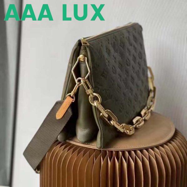 Replica Louis Vuitton LV Women Coussin MM Handbag Khaki Monogram Embossed Puffy Lambskin 5