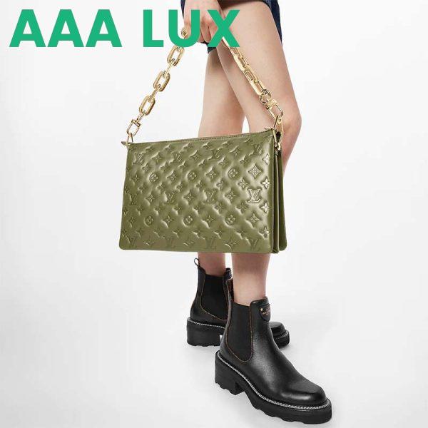 Replica Louis Vuitton LV Women Coussin MM Handbag Khaki Monogram Embossed Puffy Lambskin 14