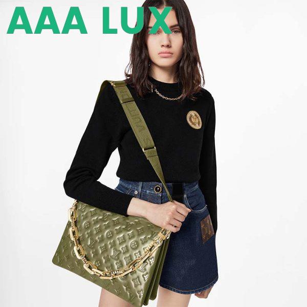 Replica Louis Vuitton LV Women Coussin MM Handbag Khaki Monogram Embossed Puffy Lambskin 17