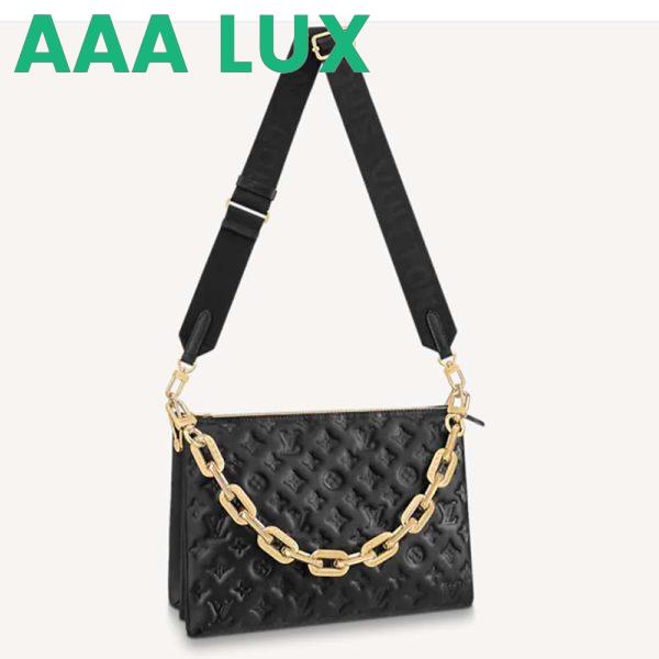 Replica Louis Vuitton LV Women Coussin PM Handbag Black Monogram Embossed Puffy Lambskin
