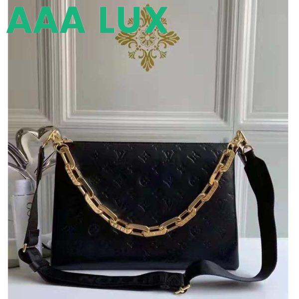 Replica Louis Vuitton LV Women Coussin PM Handbag Black Monogram Embossed Puffy Lambskin 4