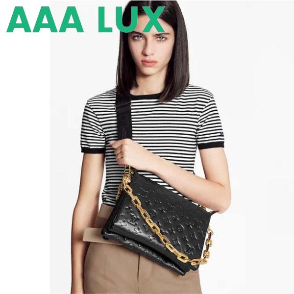Replica Louis Vuitton LV Women Coussin PM Handbag Black Monogram Embossed Puffy Lambskin 12