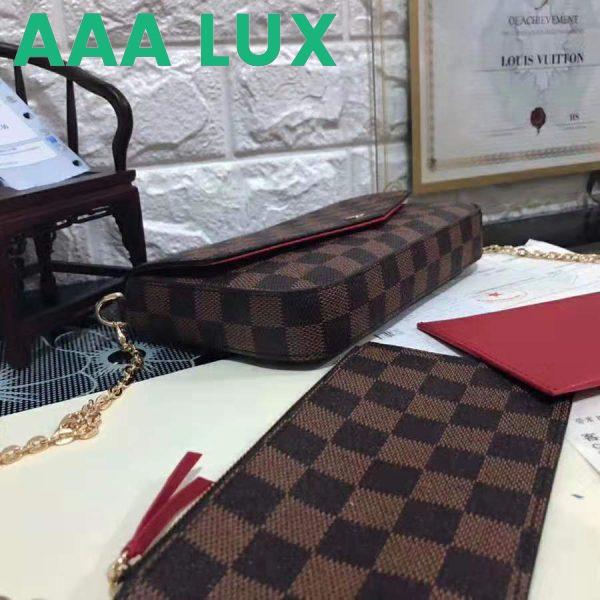 Replica Louis Vuitton LV Women Félicie Pochette in Damier Ebene Coated Canvas-Brown 6