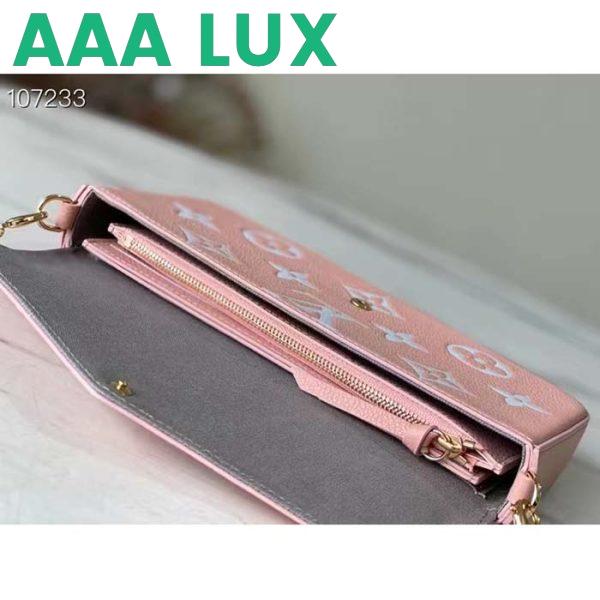 Replica Louis Vuitton LV Women Félicie Pochette Pink Cream Monogram Empreinte Embossed Supple Grained Cowhide 9