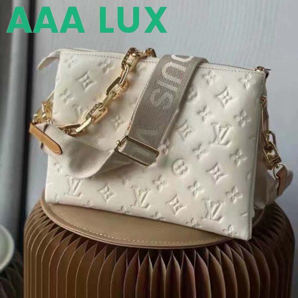 Replica Louis Vuitton LV Women Coussin PM Handbag Cream Monogram-Embossed Puffy Lambskin Calfskin 4