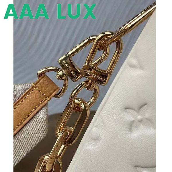 Replica Louis Vuitton LV Women Coussin PM Handbag Cream Monogram-Embossed Puffy Lambskin Calfskin 11