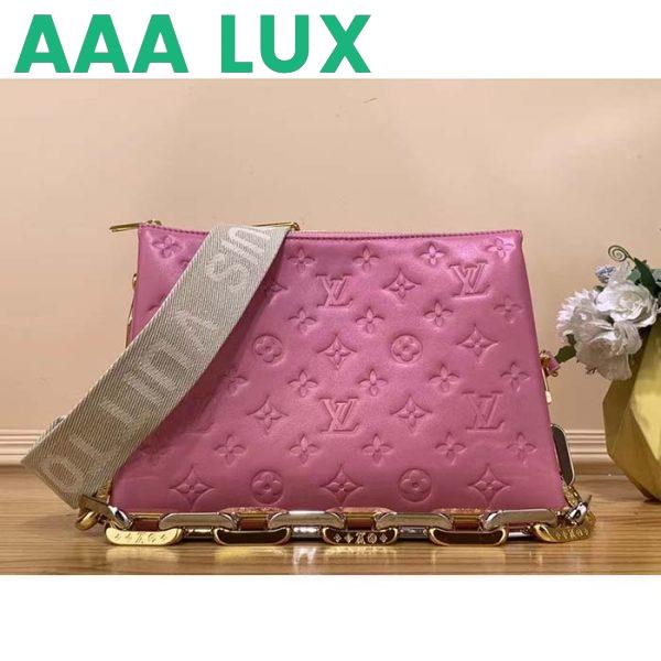 Replica Louis Vuitton LV Women Coussin PM Handbag Rose Bonbon Pink Lambskin Zip Closure 3