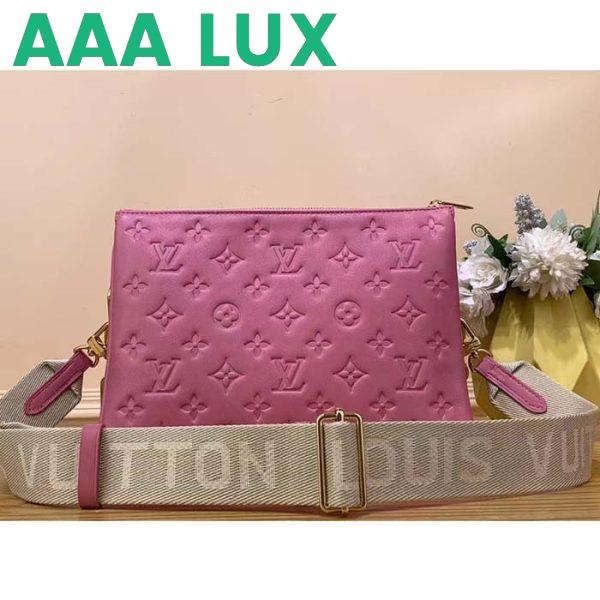 Replica Louis Vuitton LV Women Coussin PM Handbag Rose Bonbon Pink Lambskin Zip Closure 4