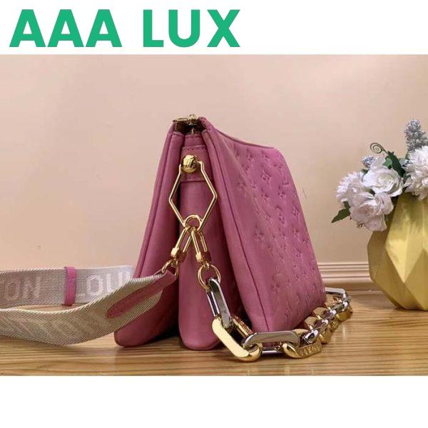 Replica Louis Vuitton LV Women Coussin PM Handbag Rose Bonbon Pink Lambskin Zip Closure 5