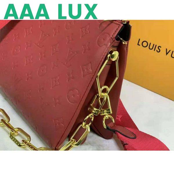 Replica Louis Vuitton LV Women Coussin PM Handbag Wine Monogram Embossed Puffy Lambskin 10