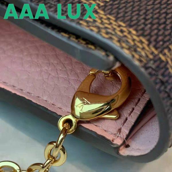 Replica Louis Vuitton LV Women Croisette Chain Wallet Magnolia Pink Damier Ebene Coated Canvas 12