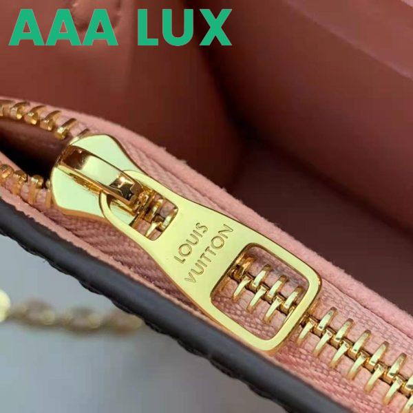 Replica Louis Vuitton LV Women Croisette Chain Wallet Magnolia Pink Damier Ebene Coated Canvas 13