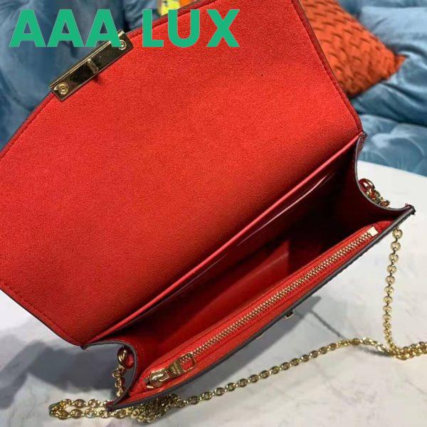 Replica Louis Vuitton LV Women Croisette Chain Wallet Scarlet Red Damier Ebene Coated Canvas 10