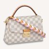 Replica Louis Vuitton LV Women Croisette Hand Bag Pink Damier Azur Coated Canvas