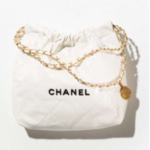 Replica Chanel Women 22 Small Handbag Shiny Calfskin & Gold-Tone Metal Beige 2