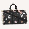 Replica Louis Vuitton LV Women Keepall Bandoulière 45 Bag Black Cabin Size Monogram Coated Canvas