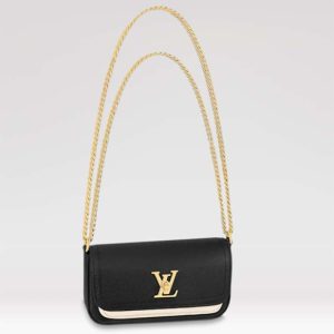 Replica Louis Vuitton LV Women Lockme Tender Pochette Black Cream Grained Calf Leather