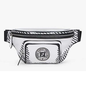 Replica Fendi Unisex Belt Bag White Canvas Belt Bag Adjustable Belt