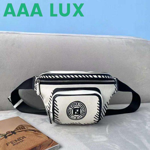 Replica Fendi Unisex Belt Bag White Canvas Belt Bag Adjustable Belt 4