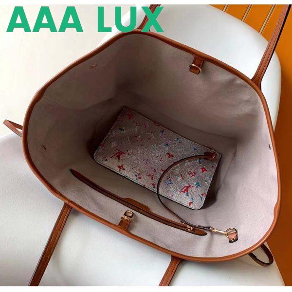 Replica Louis Vuitton LV Women Neverfull MM Tote Bag Silver Coated Canvas Cowhide Leather 8
