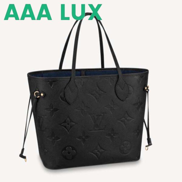 Replica Louis Vuitton LV Women Neverfull MM Tote Black Embossed Cowhide Leather