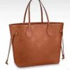 Replica Louis Vuitton LV Women Neverfull MM Tote Brown Embossed Cowhide Leather