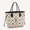 Replica Louis Vuitton LV Women Neverfull MM Tote Crème Beige Grained Cowhide Leather