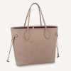 Replica Louis Vuitton LV Women Neverfull MM Tote Tourterelle Gray Embossed Cowhide Leather