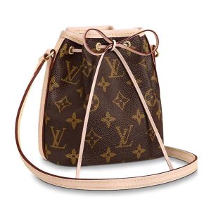 Replica Louis Vuitton LV Women Nano Noé Bucket Bag in Monogram Coated Canvas-Brown