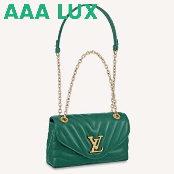 Replica Louis Vuitton LV Women New Wave Chain Bag Handbag Emerald Green Smooth Cowhide Leather