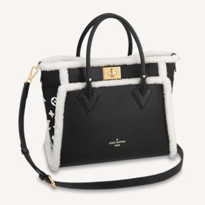 Replica Louis Vuitton LV Women On My Side MM Handbag Black Shearling Grained Calf