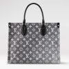 Replica Louis Vuitton LV Women OnTheGo MM Tote Gray Denim Textile Jacquard