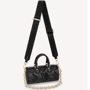 Replica Louis Vuitton LV Women Papillon BB Handbag Black Quilted Embroidered Smooth Calf
