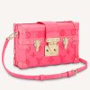 Replica Louis Vuitton LV Women Petite Malle Handbag Fluo Pink Tufted Grained Calfskin Leather