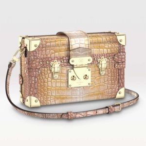 Replica Louis Vuitton LV Women Petite Malle Handbag Metallise Golden Hour Brilliant Alligator Leather 2