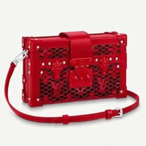 Replica Louis Vuitton LV Women Petite Malle Handbag Red Patent Calfskin Cowhide Leather 2