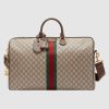 Replica Gucci GG Unisex Ophidia GG Large Carry-On Duffle in Beige/Ebony GG Supreme Canvas